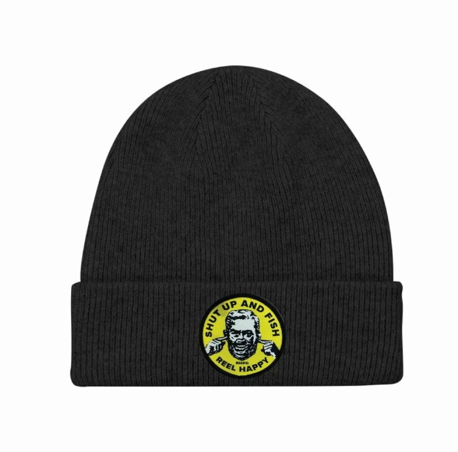 Headwear * | Budget Reel Happy Co Hear No Evil Beanie Black