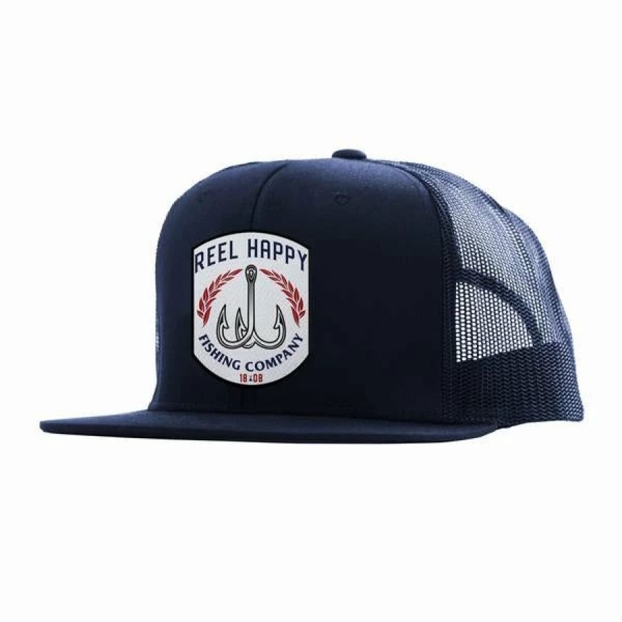 Headwear * | Hot Sale Reel Happy Co Competitor Trucker Snapback Navy