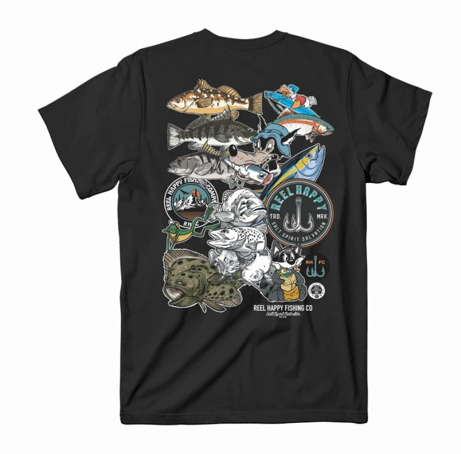 Graphic Tees * | Wholesale Reel Happy Co Slappies Horizon Tee Black