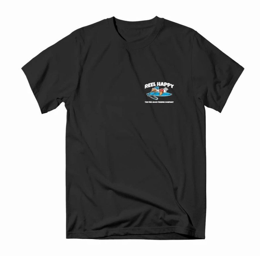 Graphic Tees * | Wholesale Reel Happy Co Slappies Horizon Tee Black