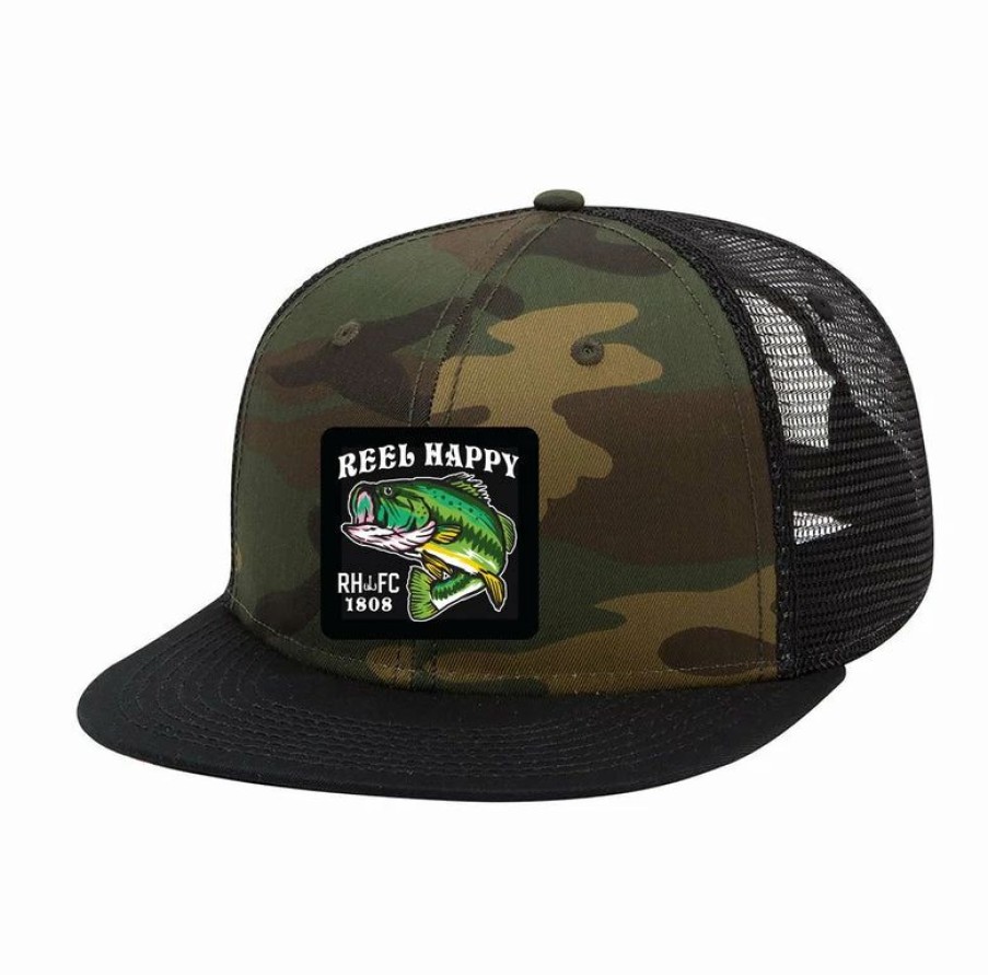 Headwear * | Coupon Reel Happy Co Large Marge Camo Trucker Black/Camo