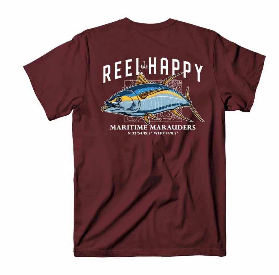 Graphic Tees * | Outlet Reel Happy Co Tuna Grande Tee Burgundy