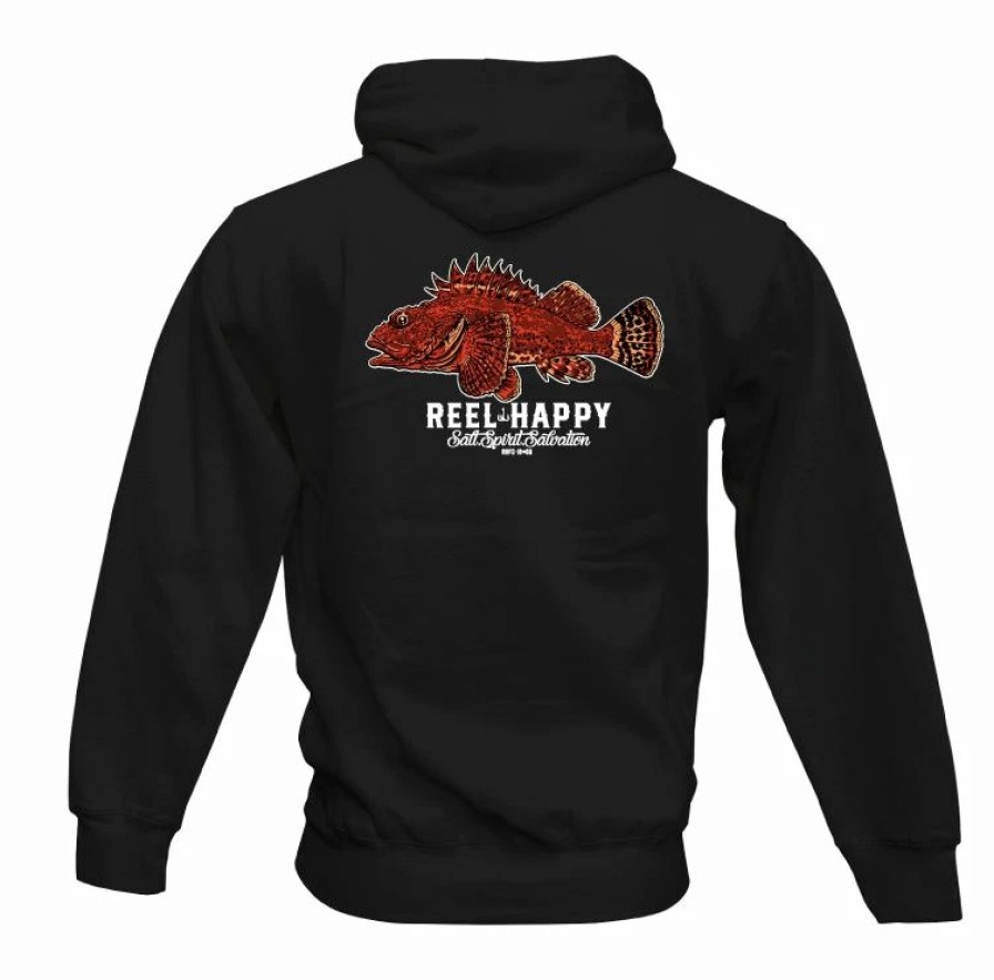 Fleece * | Deals Reel Happy Co Sculpin Hoodie Black