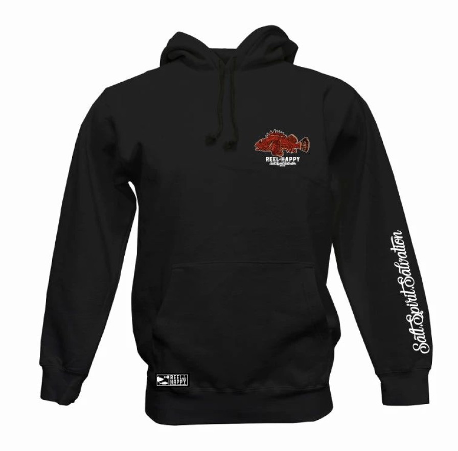 Fleece * | Deals Reel Happy Co Sculpin Hoodie Black