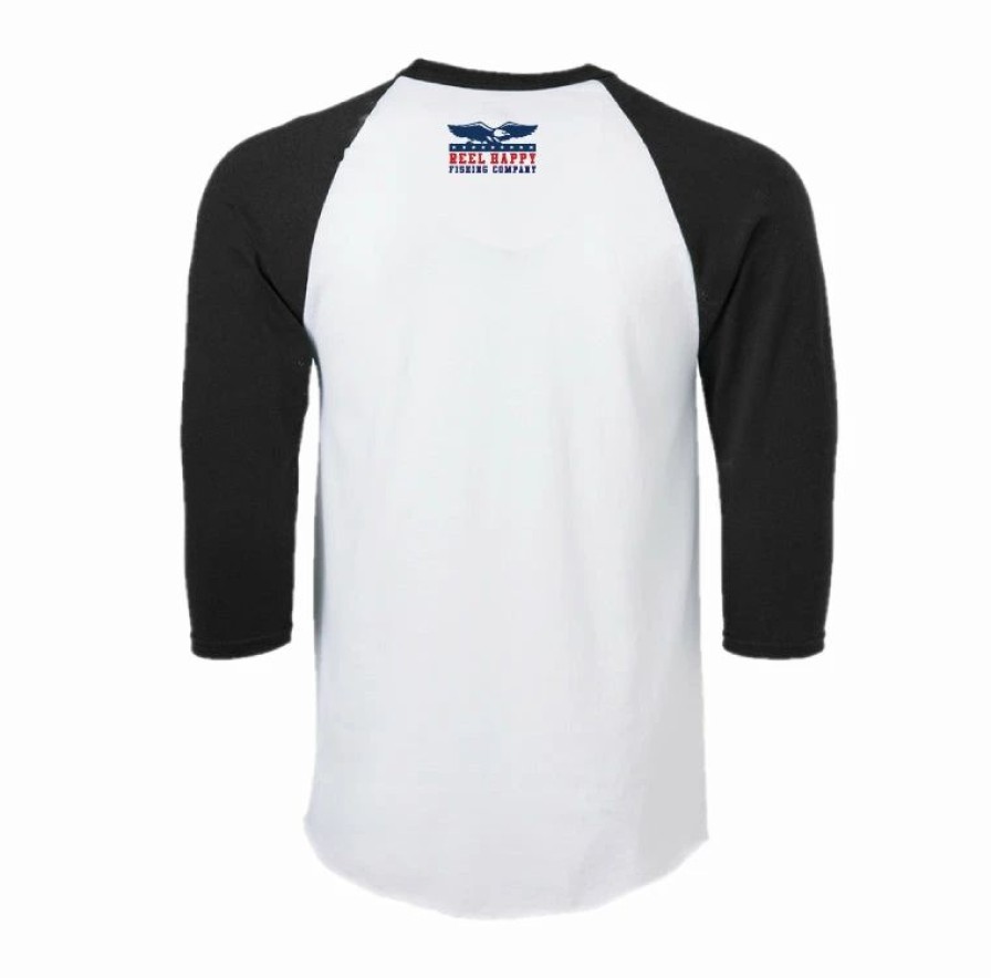 Graphic Tees * | Best Deal Reel Happy Co Liberty Raglan White/Black