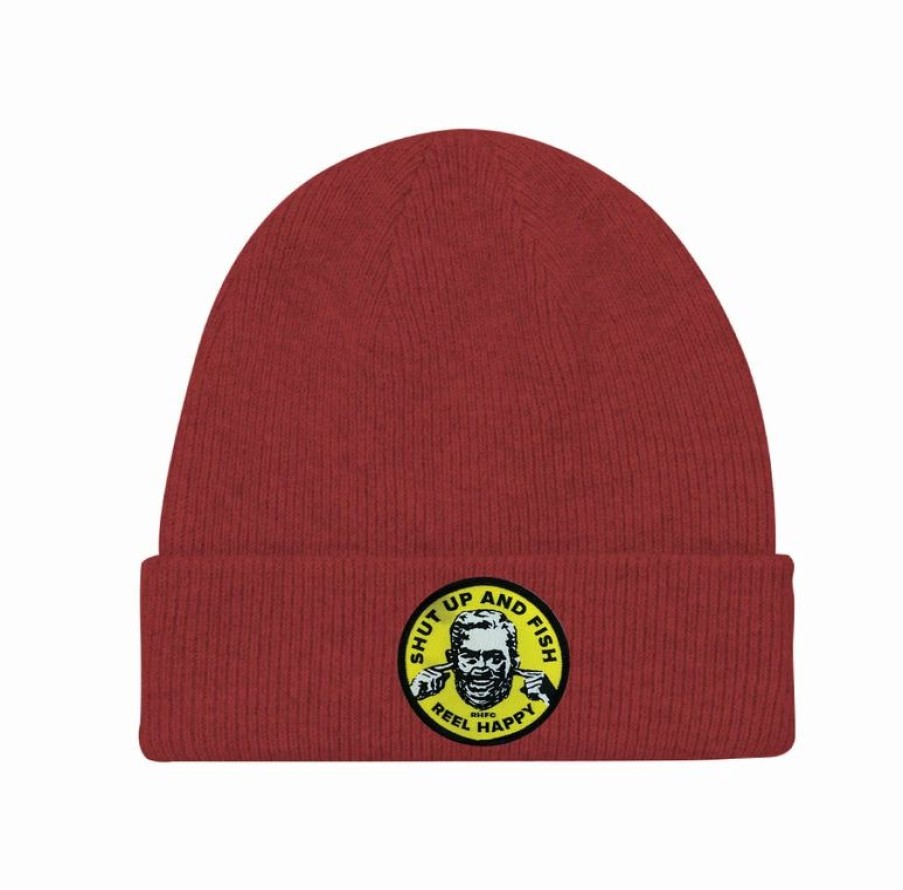 Headwear * | Outlet Reel Happy Co Hear No Evil Beanie Red