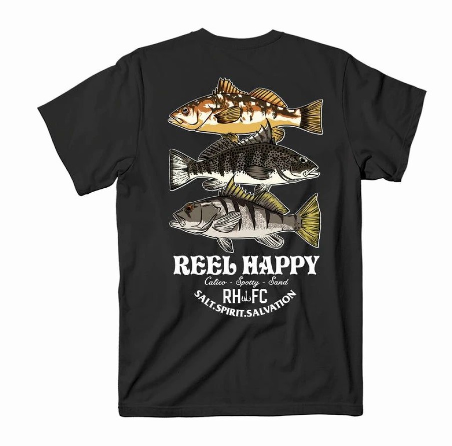 Graphic Tees * | New Reel Happy Co Harbor Stack Tee Black