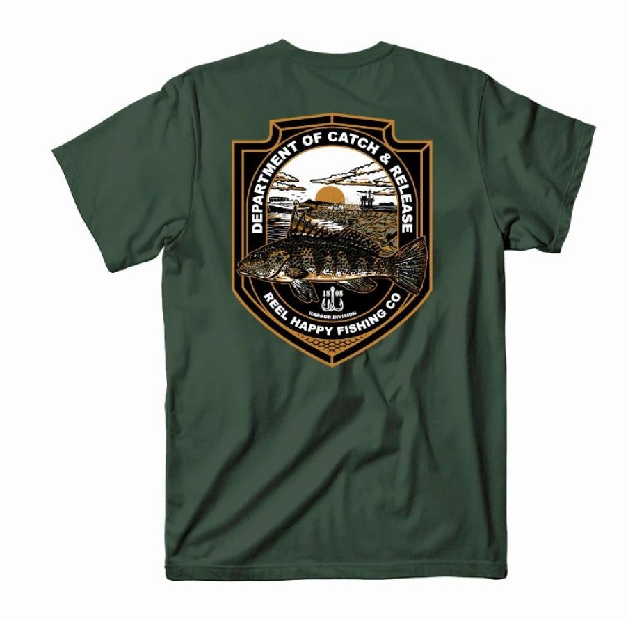 Graphic Tees * | Discount Reel Happy Co Harbor Patrol Tee Forest Green