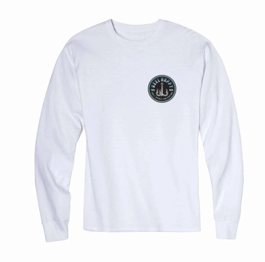 Graphic Tees * | Best Deal Reel Happy Co Treble Blue Fade Ls Tee White