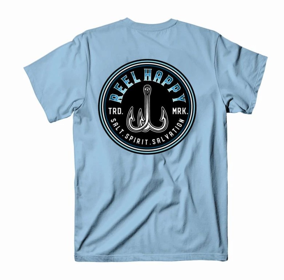 Graphic Tees * | Top 10 Reel Happy Co Treble Fade Tee Light Blue