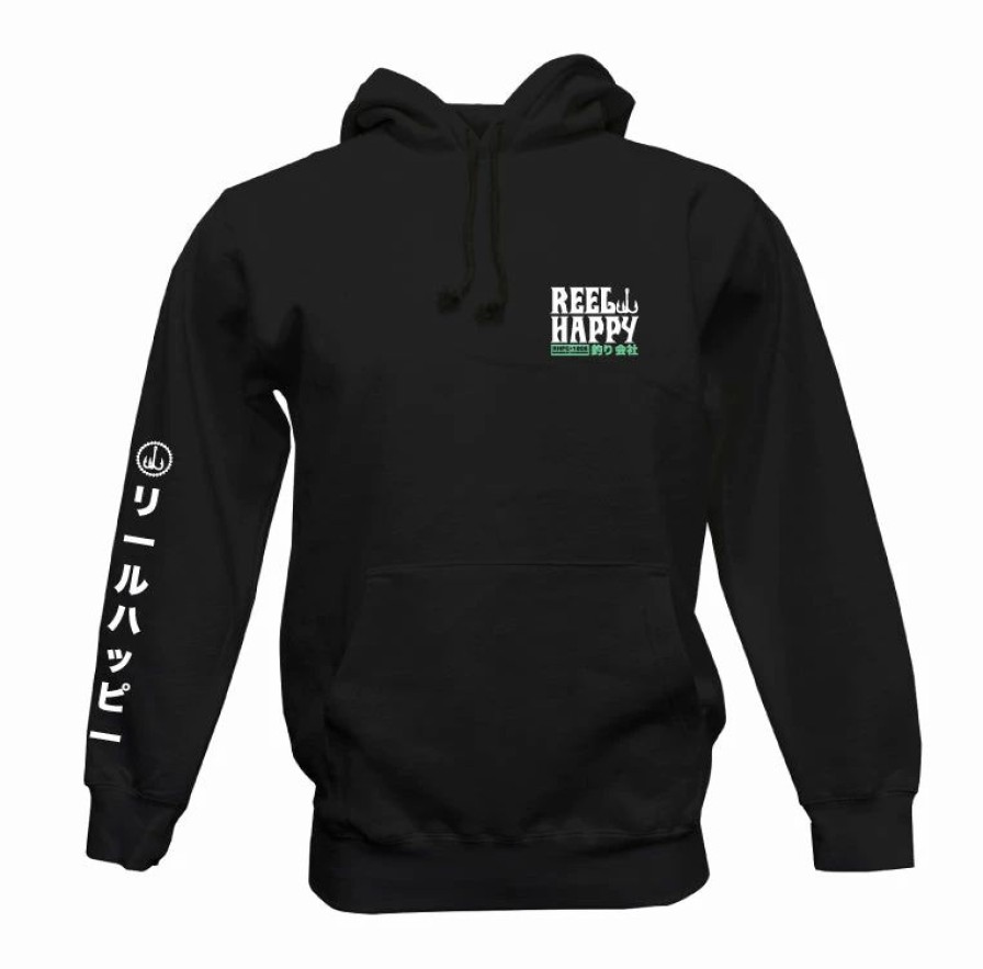 Fleece * | Top 10 Reel Happy Co Lucky Bass Hoodie Black