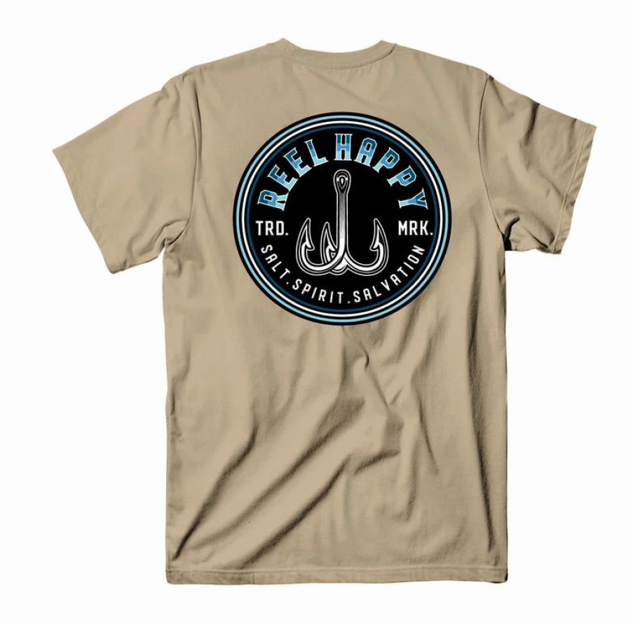 Graphic Tees * | Best Reviews Of Reel Happy Co Treble Blue Fade Tee Sand