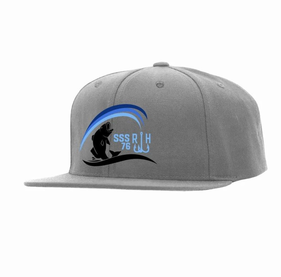 Headwear * | Best Sale Reel Happy Co Outta Water Snapback Hat Grey