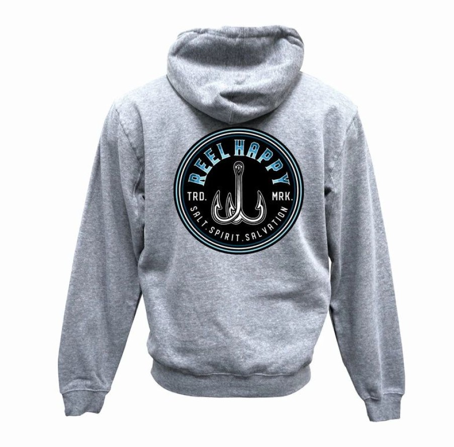 Fleece * | Promo Reel Happy Co Treble Blue Fade Hoodie Heather Grey