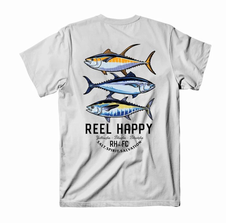 Graphic Tees * | Best Reviews Of Reel Happy Co Tuna Stack Tee White