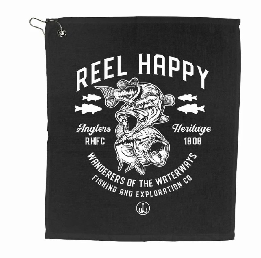 Decals & Accessories * | Top 10 Reel Happy Co Bass School Towel Black