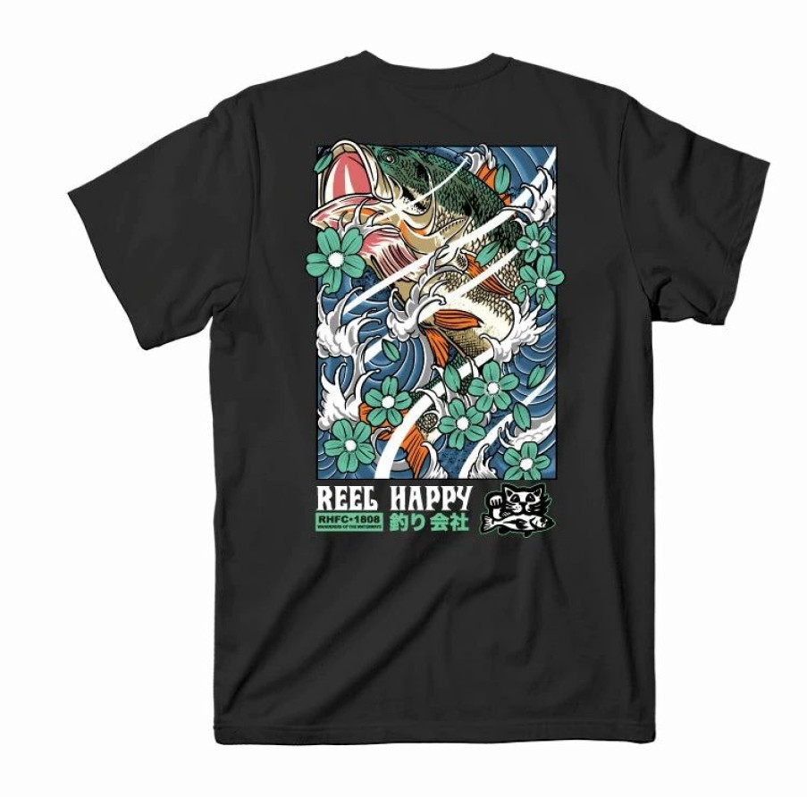 Graphic Tees * | Top 10 Reel Happy Co Lucky Bass Tee Black