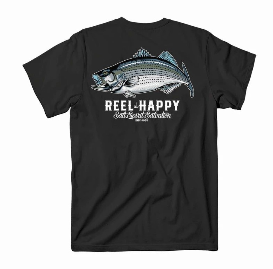 Graphic Tees * | Top 10 Reel Happy Co Striper Tee Black