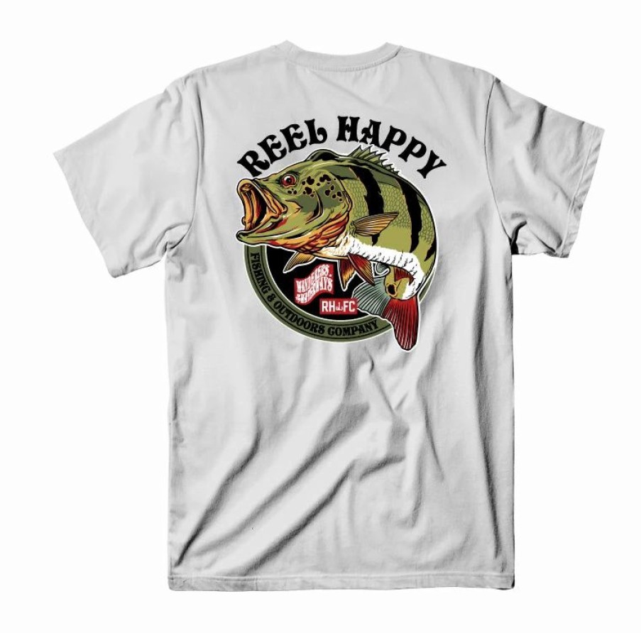 Graphic Tees * | New Reel Happy Co Peacock Tee White