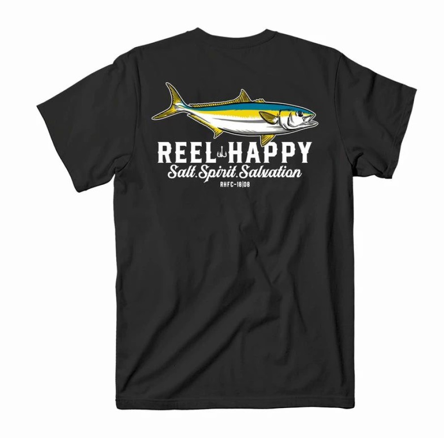 Graphic Tees * | Best Reviews Of Reel Happy Co Hamachi Tee Black