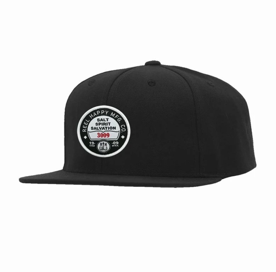 Headwear * | Brand New Reel Happy Co Registration Snapback Hat Black