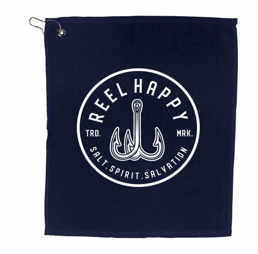 Decals & Accessories * | Discount Reel Happy Co Treble Hook Icon Towel Navy