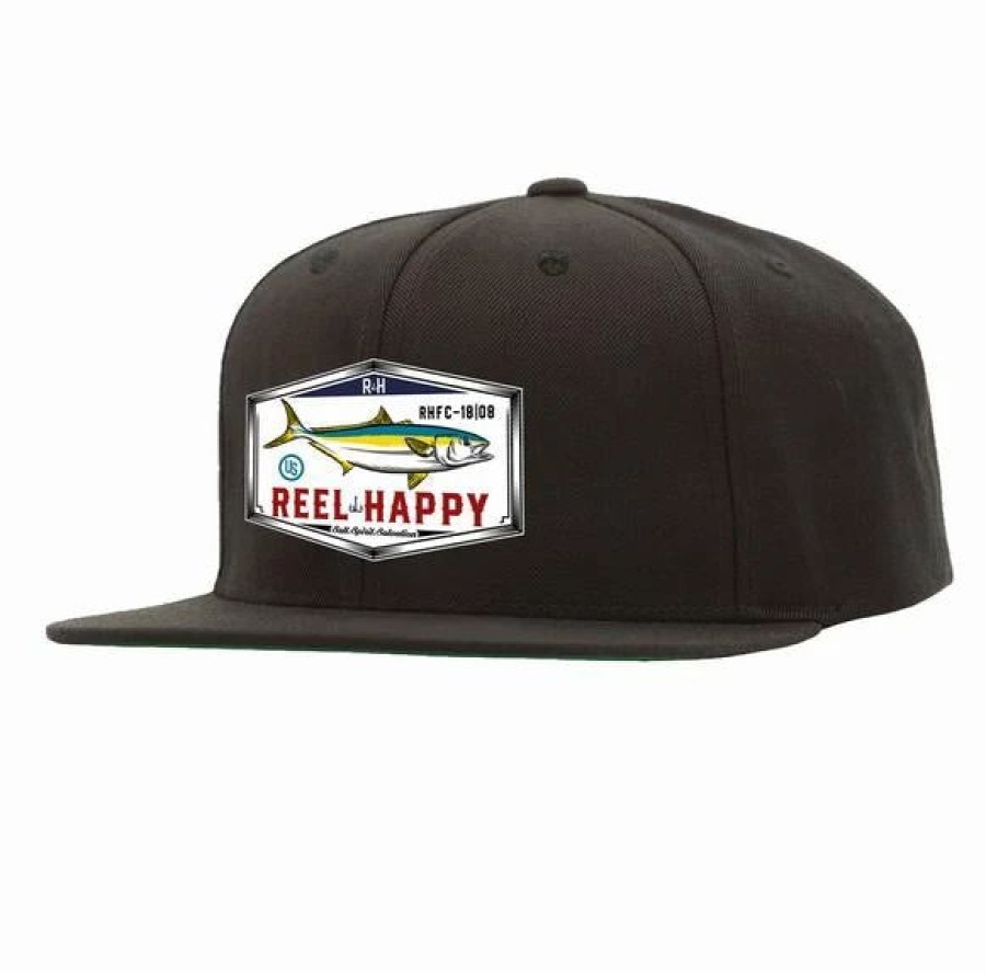 Headwear * | Budget Reel Happy Co Yellowtail Snapback Black