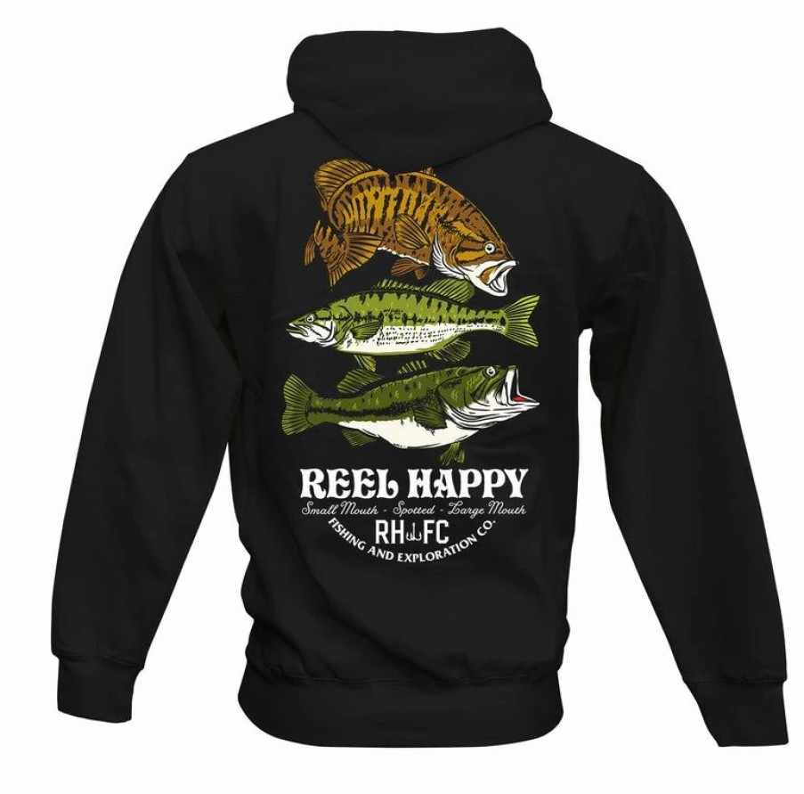 Fleece * | Deals Reel Happy Co Bass Stack Hoodie Black