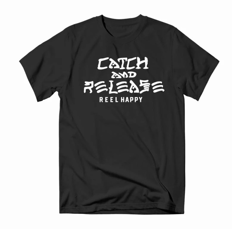 Graphic Tees * | Deals Reel Happy Co Catch & Release Tee Black