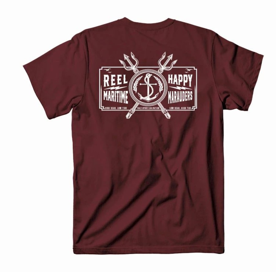 Graphic Tees * | Best Deal Reel Happy Co Trident Tee Burgundy