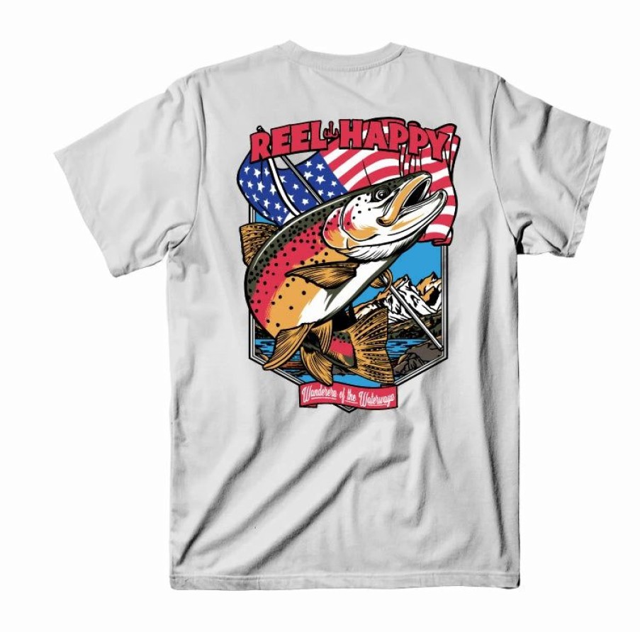 Graphic Tees * | Buy Reel Happy Co Liberty Tee White