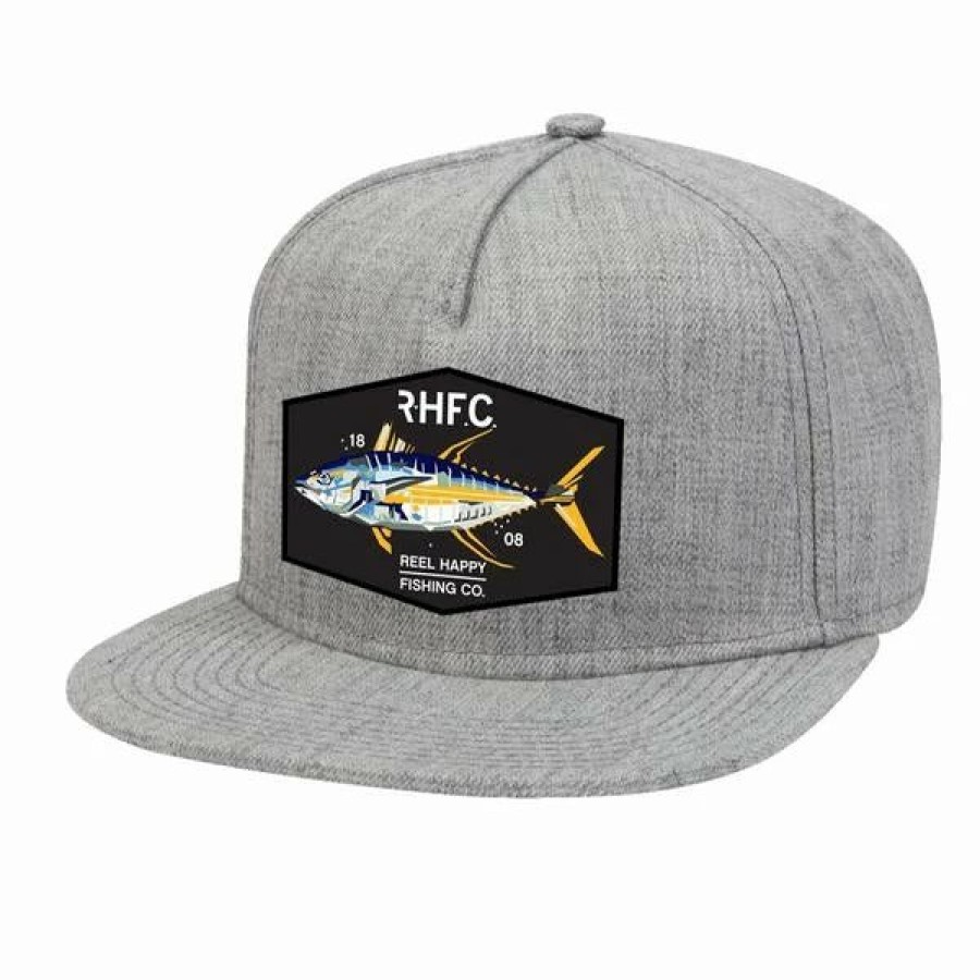 Headwear * | New Reel Happy Co Yellowtech Snapback Hat Heather Grey