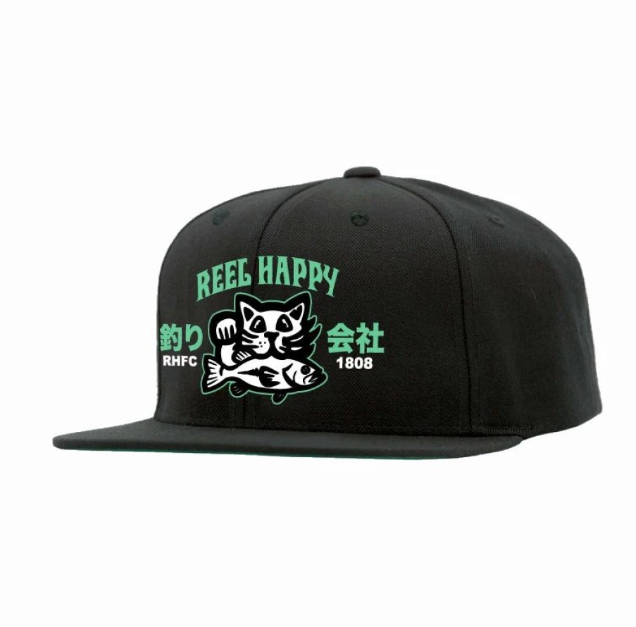 Headwear * | Deals Reel Happy Co Catfish Snapback Black