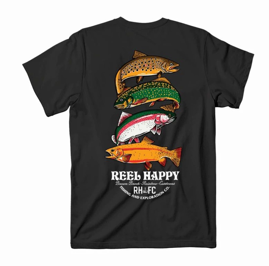 Graphic Tees * | Budget Reel Happy Co Trout Stack Tee Black