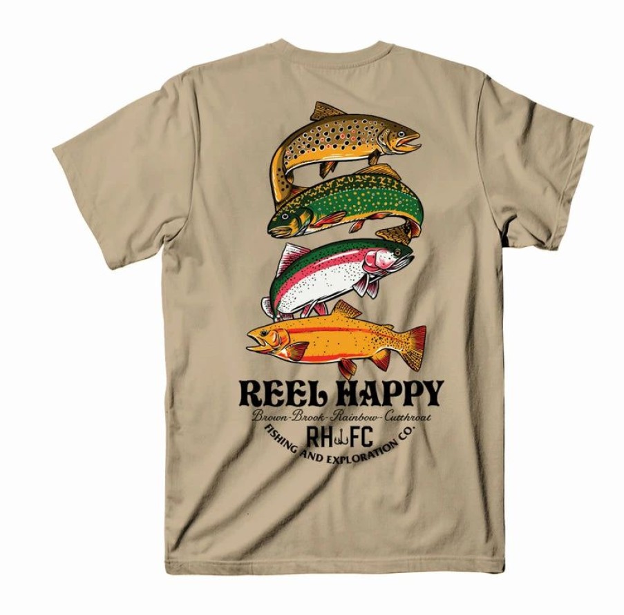 Graphic Tees * | Brand New Reel Happy Co Trout Stack Tee Sand